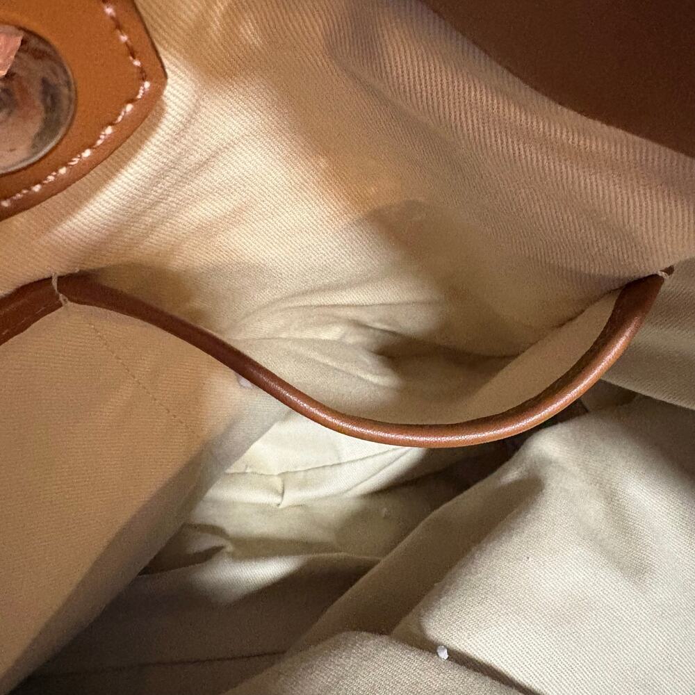 Lauren Ralph Lauren Whitney Medium Crochet Straw Tote Bag Tan Leather Tassel - Picture 14 of 16